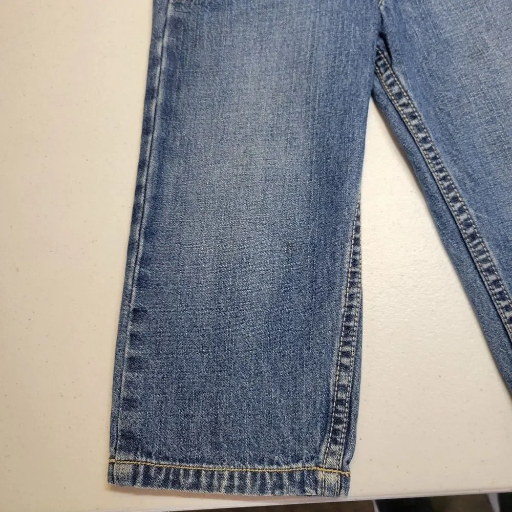 Oshkosh Vestbak Denim Blue Jean Kids Overalls Girls Pink Accents Size 2T